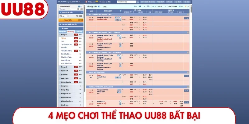 4 mẹo chơi thể thao UU88 bất bại
