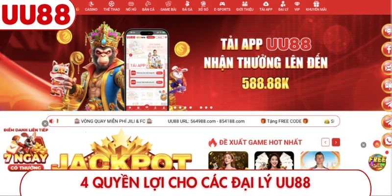4 quyền lợi cho các đại lý UU88