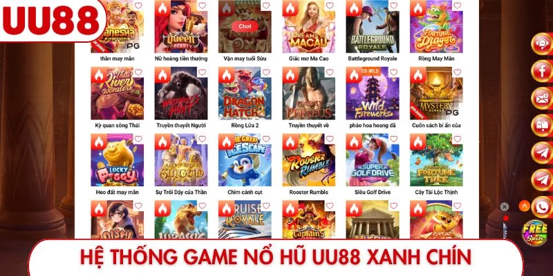 Điểm danh hệ thống game nổ hũ UU88 xanh chín